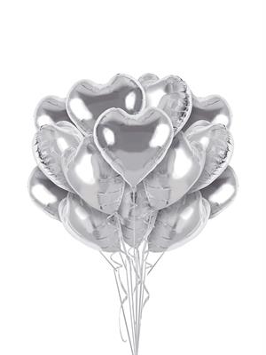 Kalp Folyo Balon Gümüş Rengi Kalp Parti Balonu 24 inc 60 cm
