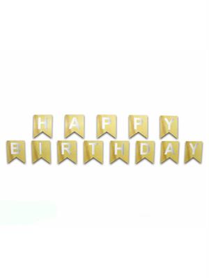 Happy Birthday Metalik Altın Yazı