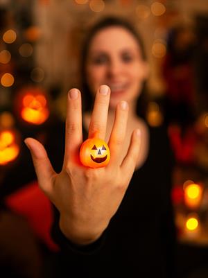 Cadılar Bayramı Bal Kabağı Işıklı Yüzük Halloween Parti Aksesuarı