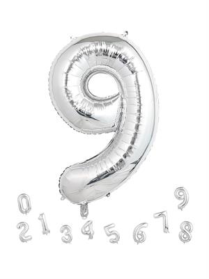 Rakam Folyo Balon Doğum Günü Parti Balonu 9 Gümüş Renk 76 cm