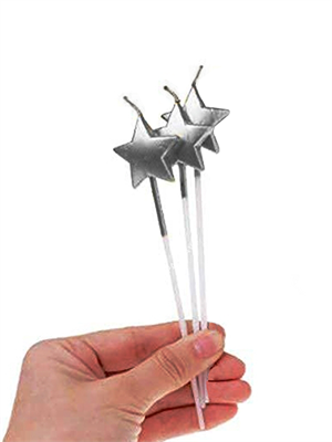 Yıldız Şekilli Pasta Mumu Metalik Gümüş