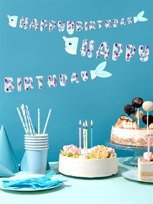 Pırıltılı Deniz Kızı Happy Birthday Banner