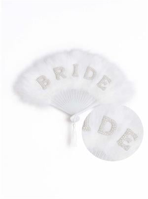 Bride Yazılı Tüylü Gelin Yelpaze Bekarlığa Veda Partisi Kostüm Aksesuarı Beyaz