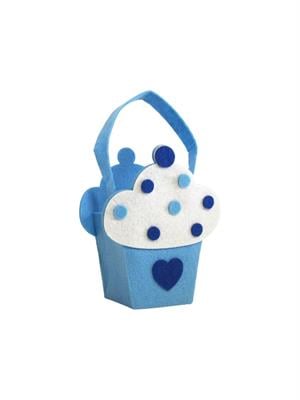 Keçe Cupcake Sepet Mavi