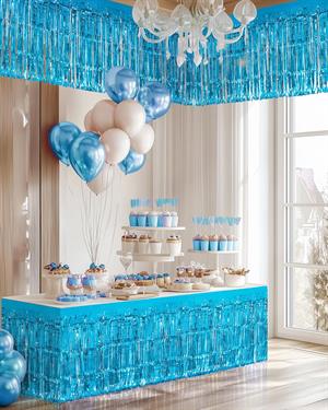 Metalize Masa Eteği Mavi