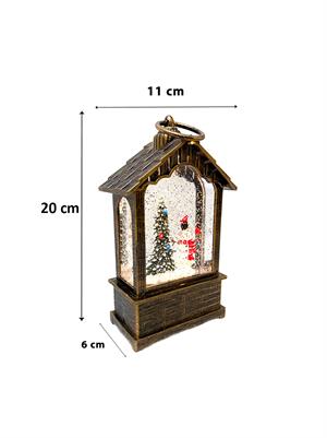 Yılbaşı Kardan Adam Hediyelik Kar Küresi Fener Tasarımlı (Işıklı & Müzikli) 20 cm