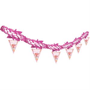 Hoşgeldin Bebeğim Kağıt Zincir Asılabilir Süs Pembe 24lü