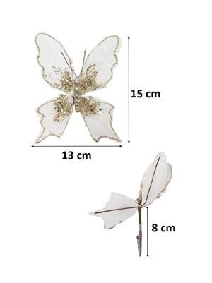 Yılbaşı Ağaç Süsü Dekoratif Altın Simli Pul Detaylı Kelebek 15 cm
