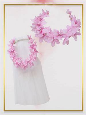 Bride Duvaklı Taç Bekarlığa Veda Parti Tacı Pembe Çiçekli