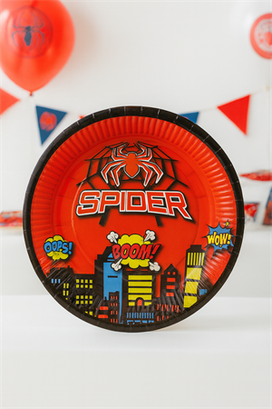 Örümcek Adam Temalı Tabak Karton Doğum Günü Tabağı 