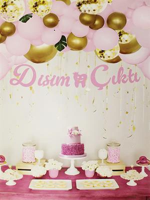 Diş Buğdayı Dişim Çıktı Yazılı Kaligrafi Banner Pembe