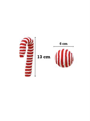Yılbaşı Dekor Süsleri Baston Şeker Top Figürlü Garland Kırmızı Beyaz 180 cm