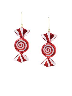 Yılbaşı Ağaç Süsü Kırmızı-Beyaz Şeker Figürlü 16 cm 2li Set