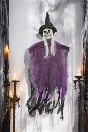 Cadılar Bayramı Şapkalı İskelet Asılabilir Halloween Parti Dekoru Mor