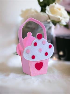 Keçe Cupcake Sepet Pembe