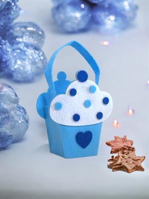 Keçe Cupcake Sepet Mavi