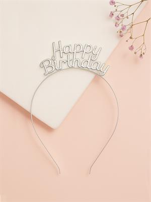 Metal Happy Birthday Taç Doğum Günü Tacı Gümüş