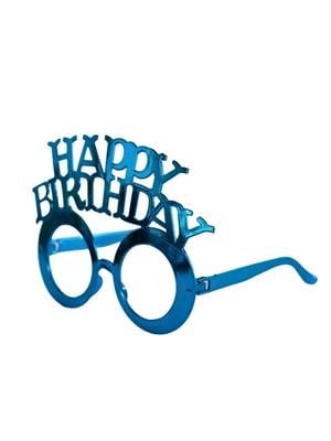 Happy Birthday Yazılı Doğum Günü Partisi Gözlüğü Mavi