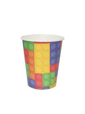 Renkli Lego Temalı Bardak Karton Doğum Günü Bardağı 8li
