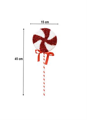 Yılbaşı Ağaç Süsü Dekoratif Simli Lolipop Şeker 45 cm