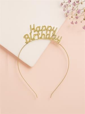 Metal Happy Birthday Taç Doğum Günü Tacı Gold