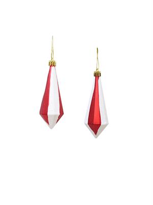 Yılbaşı Ağaç Süsü Kristal Şekilli Kırmızı-Beyaz 11 cm 2li