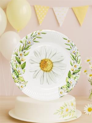 Papatya Temalı Tabak Karton Doğum Günü Tabağı 8li