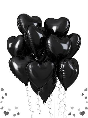 Kalp Folyo Balon Doğum Günü Parti Balonu Siyah 18 inc- 45 cm