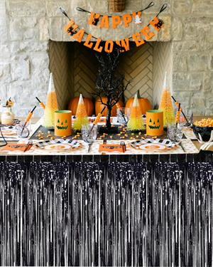 Metalize Parti Masa Eteği Masa Süsü Siyah