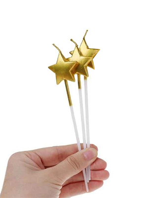 Yıldız Şekilli Pasta Mumu Metalik Gold 