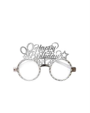 Happy Birthday Taç Gözlük Set Doğum Günü Parti Aksesuarı Gümüş