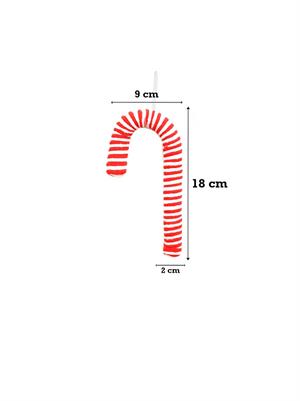 Yılbaşı Ağaç Süsü Kumaş Baston Şeker Figürlü Dekoratif Süs Kırmızı Beyaz 18 cm