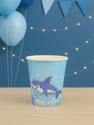 Köpek Balığı Deniz Temalı Bardak Karton Doğum Günü Bardağı 8li