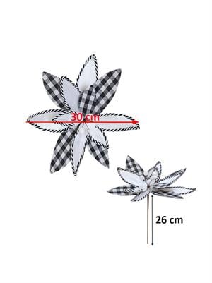 Yılbaşı Ağaç Süsü Ponsetya Atatürk Çiçeği Pötikare Desenli Beyaz 30 cm