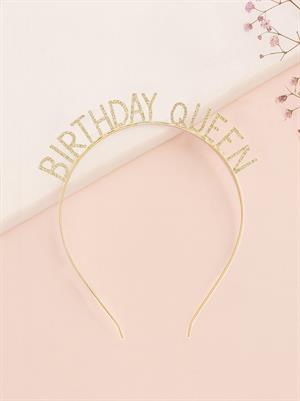 Birthday Queen Taşlı Taç Metal Doğum Günü Parti Tacı Gold