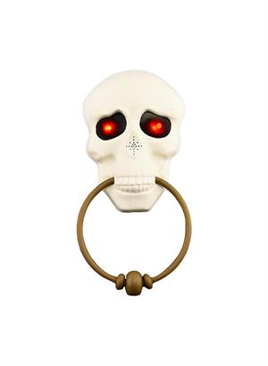 Halloween Kuru Kafa Kapı Zili Işıklı Sesli Cadılar Bayramı Parti Dekoru Beyaz