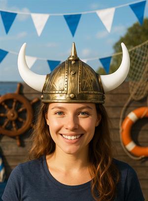 Viking Başlığı Şapkası Parti Kostüm Aksesuarı Gold