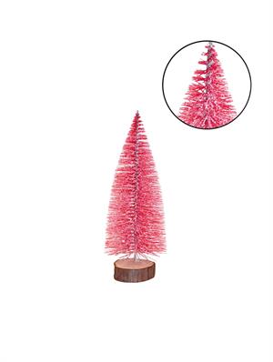 Mini Yılbaşı Ağacı Dekoratif Simli Çam Ağacı Pembe 20 Cm