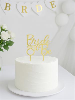 Bekarlığa Veda Partisi Dekoru Bride To Be Pasta Süsü Pleksi Altın