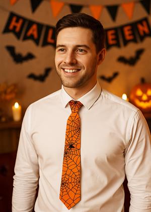 Cadılar Bayramı Işıklı Kravat Halloween Parti Aksesuarı Turuncu