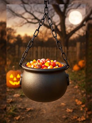 Cadılar Bayramı Cadı Kazanı Şeker Kovası Halloween Parti Dekorasyonu 16 cm