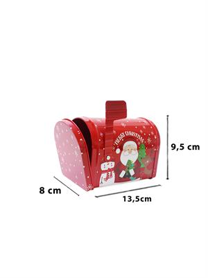 Yılbaşı Temalı Posta Kutusu Tasarımlı Metal Hediye Kutusu 13 cm