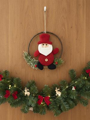 Yılbaşı Kapı Süsü Keçe Noel Baba Figürlü Asılabilir Dekoratif Süs 16 cm