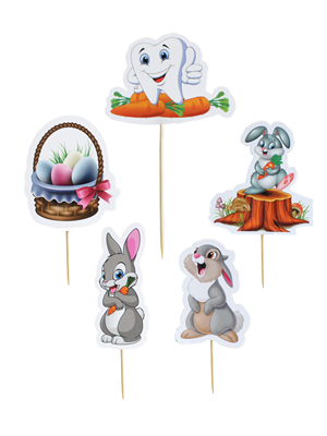 Tavşan Temalı Kürdan Diş Buğdayı Cupcake Kürdanı Pasta Süsü 5li