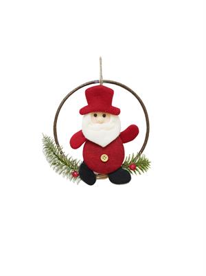 Yılbaşı Kapı Süsü Keçe Noel Baba Figürlü Asılabilir Dekoratif Süs 16 cm
