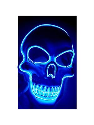 Cadılar Bayramı Işıklı İskelet Maske Halloween Parti Kostüm Aksesuarı Mavi