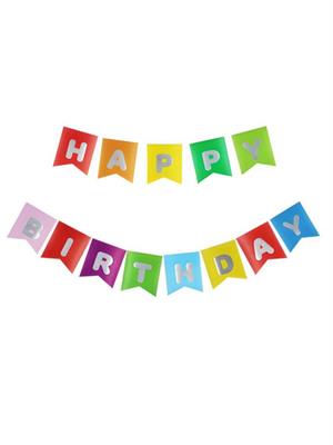 Happy Birthday Yazı Doğum Günü Banner Renkli Gümüş