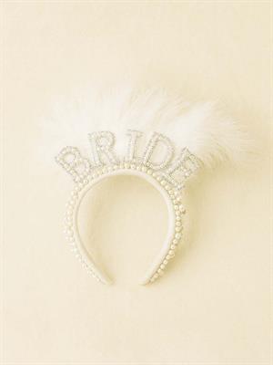 Bride İncili Tüylü Gelin Tacı Bekarlığa Veda Partisi Tacı 