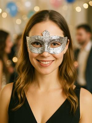 Simli Parti Maskesi Balo Parti Kostüm Aksesuarı Maske Gümüş