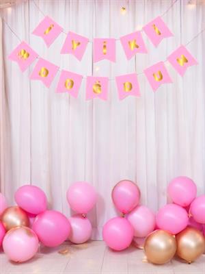 İyi Ki Doğdun Pembe-Altın Yazı